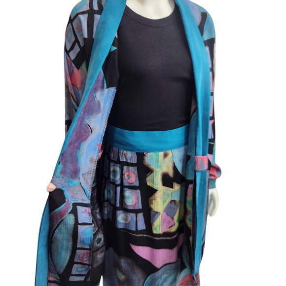 70s Inspired Abstract Art Drapy Jacket & Skirt Set In Group Ltd 14 Businesscore - Picture 7 of 13